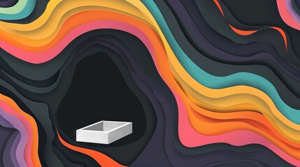 Abstract Flowing Waves with Turquoise and Orange Accents