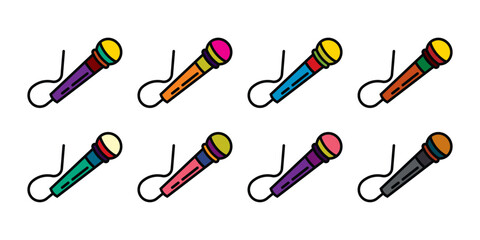 Original vector icon set in vintage style. Microphone for vocals.