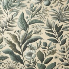 74 17 Botanical print oilcloth Oilcloth featuring botanical patt