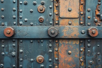 Fototapeta premium Rusted Metal Surface with Bolts and Rivets