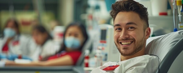 Obraz premium Group manages a blood drive, enhancing community involvement and contributing to life-saving efforts.