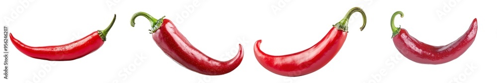 Poster an isolated red hot chili pepper on a white background is in full depth of field