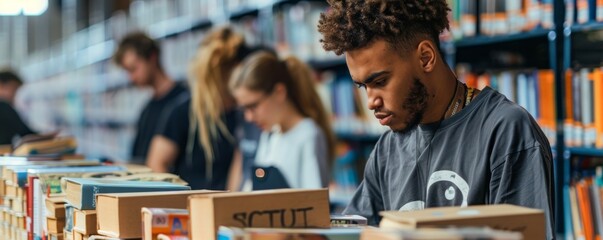 Group sorts library books, enhancing local involvement and supporting literacy efforts.