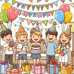 75 Birthday Party Drawings Kids enjoy drawing festive birthday p