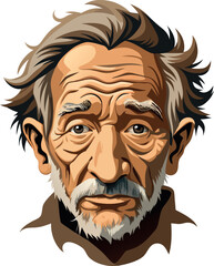 Senior man with white beard and grey hair looking forward