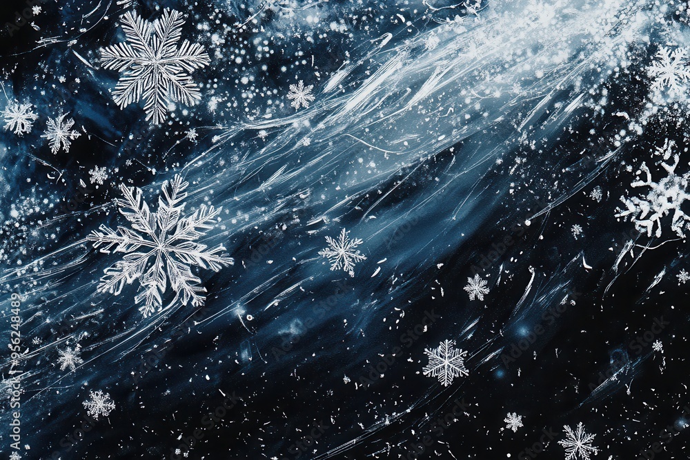 Aufkleber delicate snowflakes and swirling lines create an abstract pattern, capturing the beauty of winter in