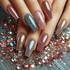 76 21 Glitter Nail Polish nail polish with glittery accents or p