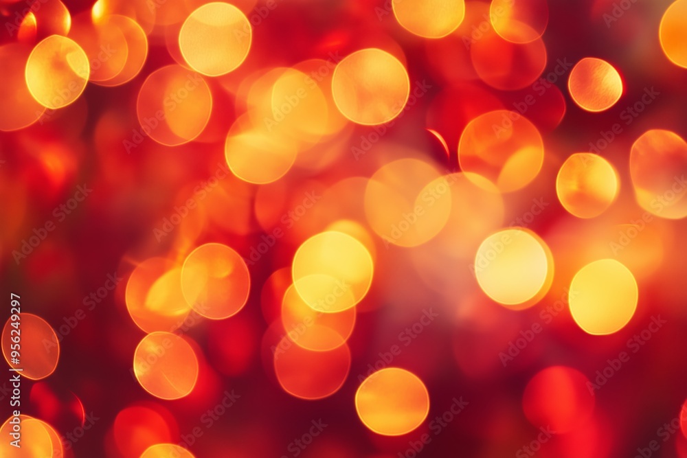 Aufkleber a vibrant display of warm orange and red bokeh lights in a blurred background creating a cozy, invit