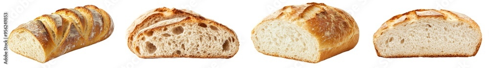 Poster full depth of field, white background, bread isolated