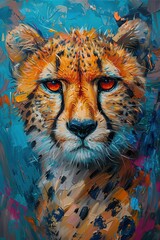 Abstract Oil Painting of a Cheetah's Face