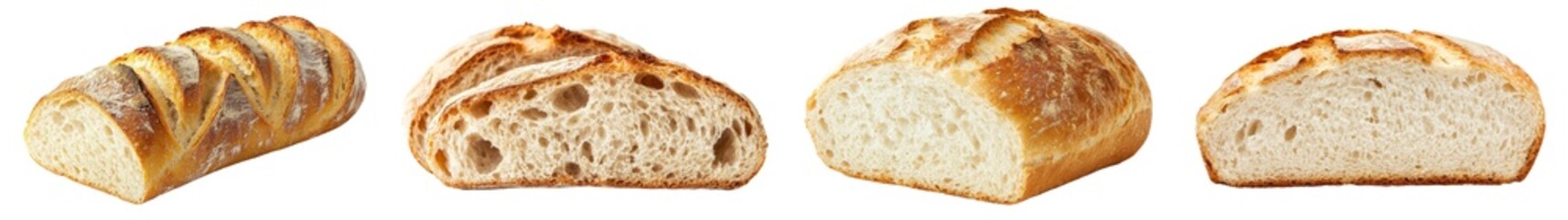 Full depth of field, white background, bread isolated