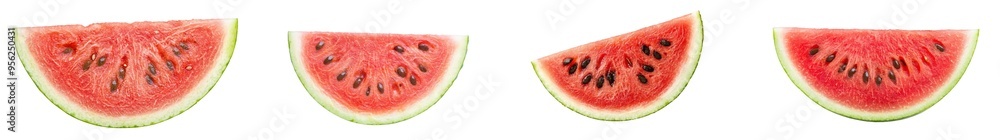 Poster The watermelon without seeds is isolated on white with a clipping path and full depth of field