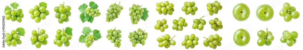 Poster Detailed, full-depth of field image of a green grape on a white background