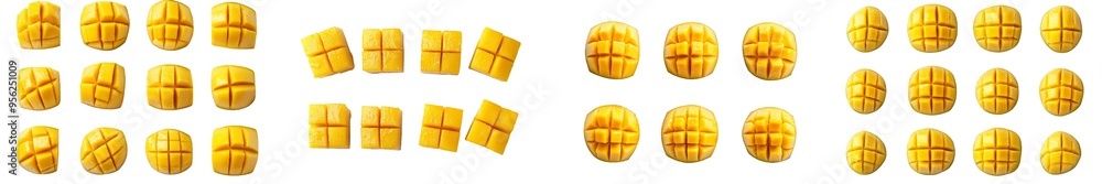 Poster Isolated mango cube in full depth of field against a white background