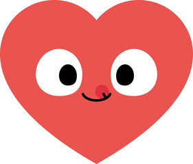 Yummy red heart cartoon characters. Flat design illustration.