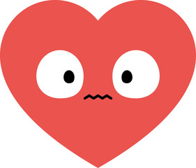 Scary red heart cartoon characters. Flat design illustration.