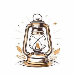 Glowing Vintage Oil Lamp in Warm Tones for Rustic Ambiance
