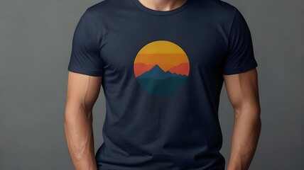 plain navy blue tshirt mockup design front view