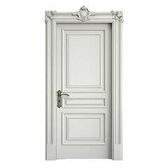 White wooden door for front entrance or inside house, apartment or office. png isolated background. transparent background