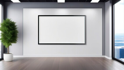 Empty Frame for Display in White Office Space