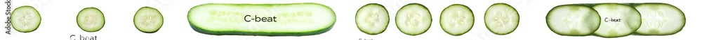 Aufkleber isolated chopped cucumber on white background, full depth of field