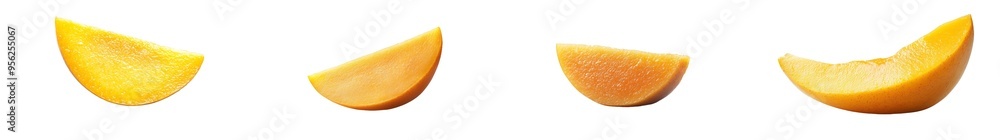 Poster an isolated mango slice on a white background, in full depth of field