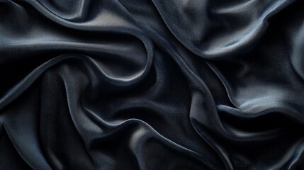 Black Satin Drape: A luxurious and elegant close-up shot of black satin fabric draped in soft, flowing folds. The rich texture and deep shadows create a sophisticated and sensual atmosphere.