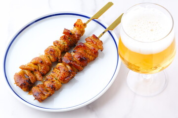 焼き鳥とビール
