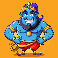 Naklejka premium genie magic cartoon vector illustration