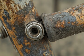Close-Up of Rusted Metal Joint with Circular Detail