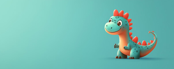 Fototapeta premium Cute color Baby Dinosaur Illustration with Space for Text