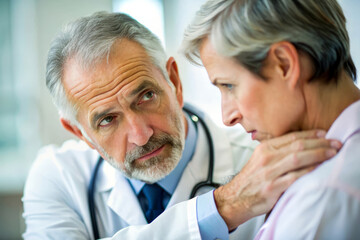 Obraz premium Doctor Examining Patient'S Neck. Healthcare, Medical, Checkup, Doctor, Patient.