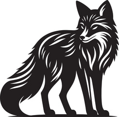 Obraz premium Fox animal Silhouette isolated on white background Minimalist fox vector illustration