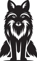 Fox animal Silhouette isolated on white background Minimalist fox vector illustration