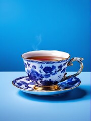 Aromatic tea in cup, Green green, leaves