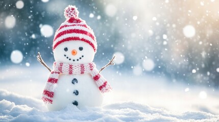 Obraz premium Smiling Snowman in a Winter Wonderland