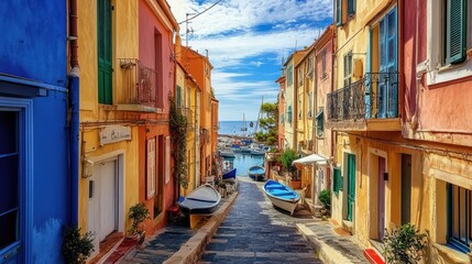Fototapeta premium Colorful Houses & Boats in a Mediterranean Village