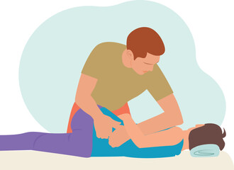 man massaging a customer, spa salon massage therapist 