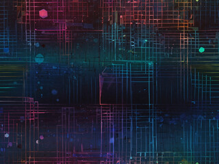 Fototapeta premium Holographic Gradient OverlayIsometric Grid with 3D Shapes