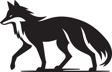 Fox animal Silhouette isolated on white background Minimalist fox vector illustration