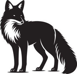 Fox animal Silhouette isolated on white background Minimalist fox vector illustration