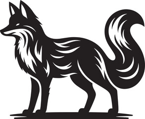 Fox animal Silhouette isolated on white background Minimalist fox vector illustration