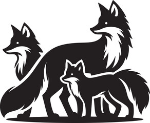 Fox animal Silhouette isolated on white background Minimalist fox vector illustration