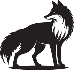 Fox animal Silhouette isolated on white background Minimalist fox vector illustration