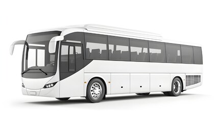 White luxury bus isolated on white background, detailed photo, png.