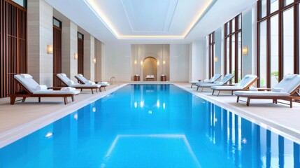 Serene Retreat: Luxurious Hotel Swimming Pool and Spa Staff Inviting Relaxation and Wellness