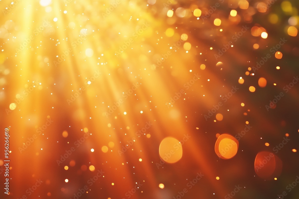 Poster golden sunlight creates a warm and enchanting atmosphere with shimmering particles floating in the a