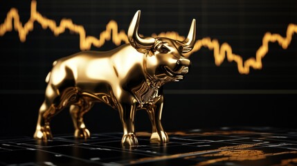 Obraz premium Golden Bull Statue Representing Bullish Market Trend