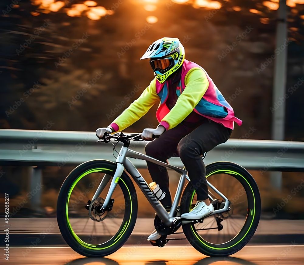 Wall mural person riding a bicycle