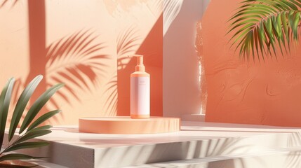 Advertising podium photo of podium sunscreen product